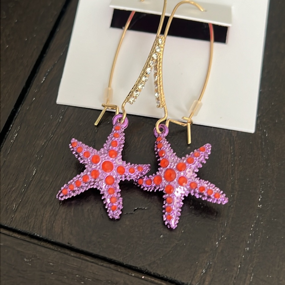 Betsey Johnson Vibrant Pink Starfish Earrings - Picture 3 of 5